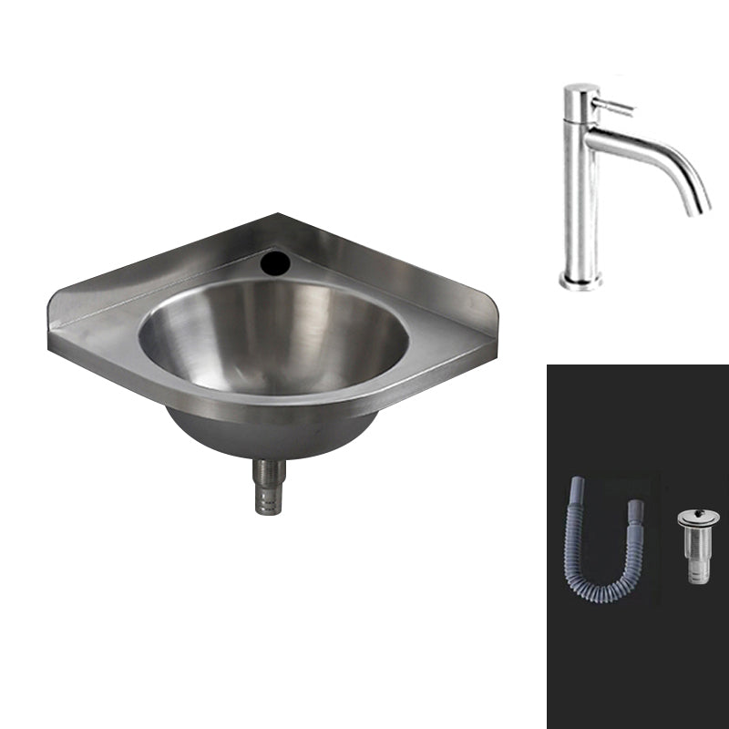 Modern Wall Mount Bathroom Sink Metal Wall Mount Bathroom Sink With Basin Single Cooling Tap Sink with Faucet Clearhalo 'Bathroom Remodel & Bathroom Fixtures' 'Bathroom Sinks & Faucet Components' 'Bathroom Sinks' 'bathroom_sink' 'Home Improvement' 'home_improvement' 'home_improvement_bathroom_sink' 6485177