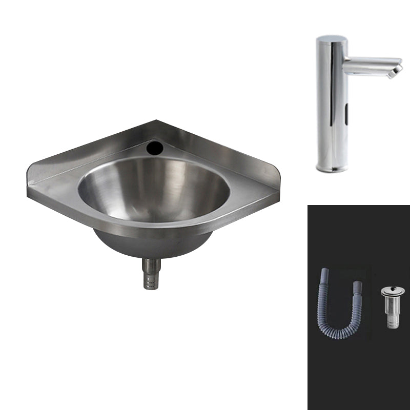 Modern Wall Mount Bathroom Sink Metal Wall Mount Bathroom Sink With Basin Induction Faucet Sink with Faucet Clearhalo 'Bathroom Remodel & Bathroom Fixtures' 'Bathroom Sinks & Faucet Components' 'Bathroom Sinks' 'bathroom_sink' 'Home Improvement' 'home_improvement' 'home_improvement_bathroom_sink' 6485179