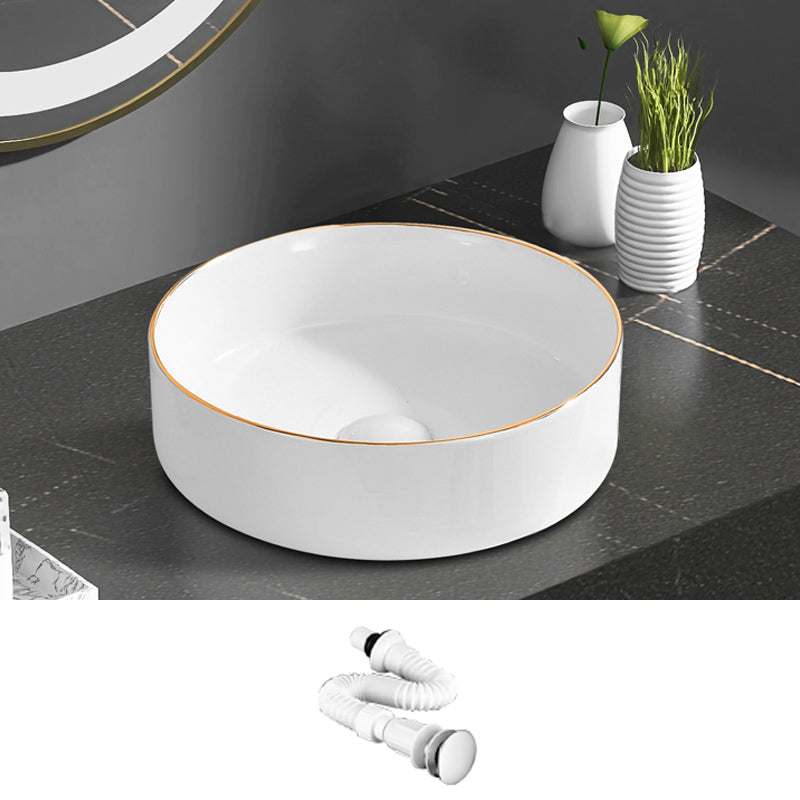 Modern Vessel Bathroom Sink Round Porcelain with Faucet Wash Stand Sink Clearhalo 'Bathroom Remodel & Bathroom Fixtures' 'Bathroom Sinks & Faucet Components' 'Bathroom Sinks' 'bathroom_sink' 'Home Improvement' 'home_improvement' 'home_improvement_bathroom_sink' 6485184