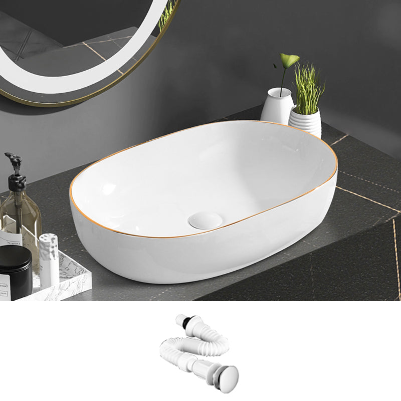 Modern Vessel Bathroom Sink Round Porcelain with Faucet Wash Stand 23.6"L x 15.7"W x 5.1"H Sink Clearhalo 'Bathroom Remodel & Bathroom Fixtures' 'Bathroom Sinks & Faucet Components' 'Bathroom Sinks' 'bathroom_sink' 'Home Improvement' 'home_improvement' 'home_improvement_bathroom_sink' 6485189