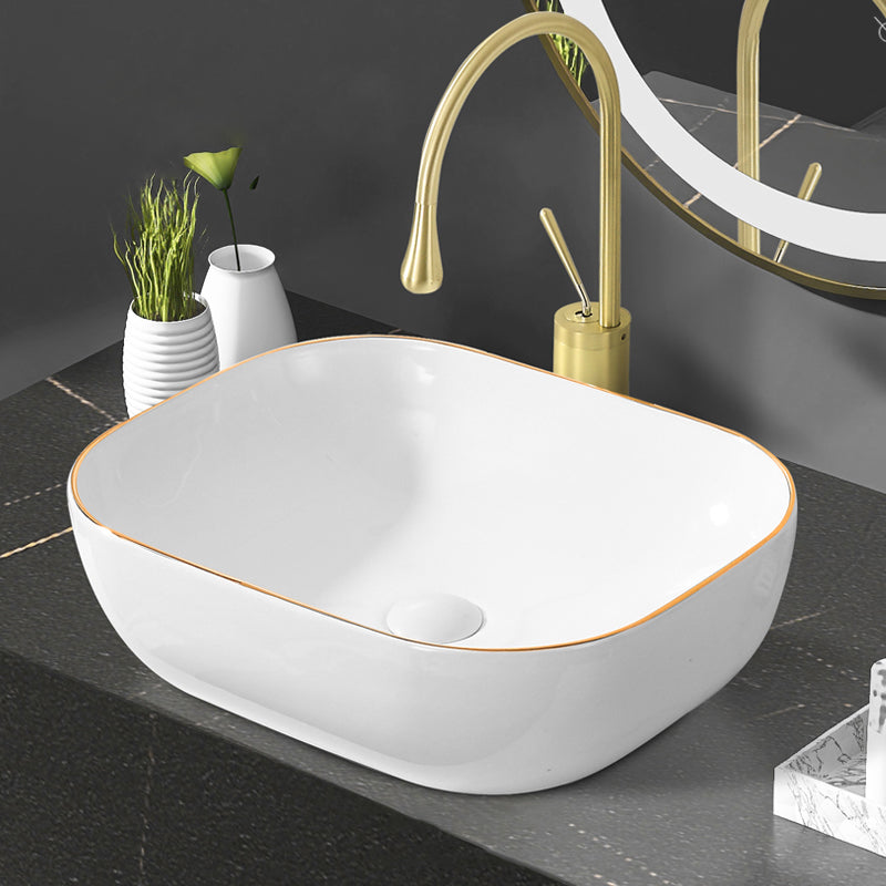 Modern Vessel Bathroom Sink Round Porcelain with Faucet Wash Stand Clearhalo 'Bathroom Remodel & Bathroom Fixtures' 'Bathroom Sinks & Faucet Components' 'Bathroom Sinks' 'bathroom_sink' 'Home Improvement' 'home_improvement' 'home_improvement_bathroom_sink' 6485190