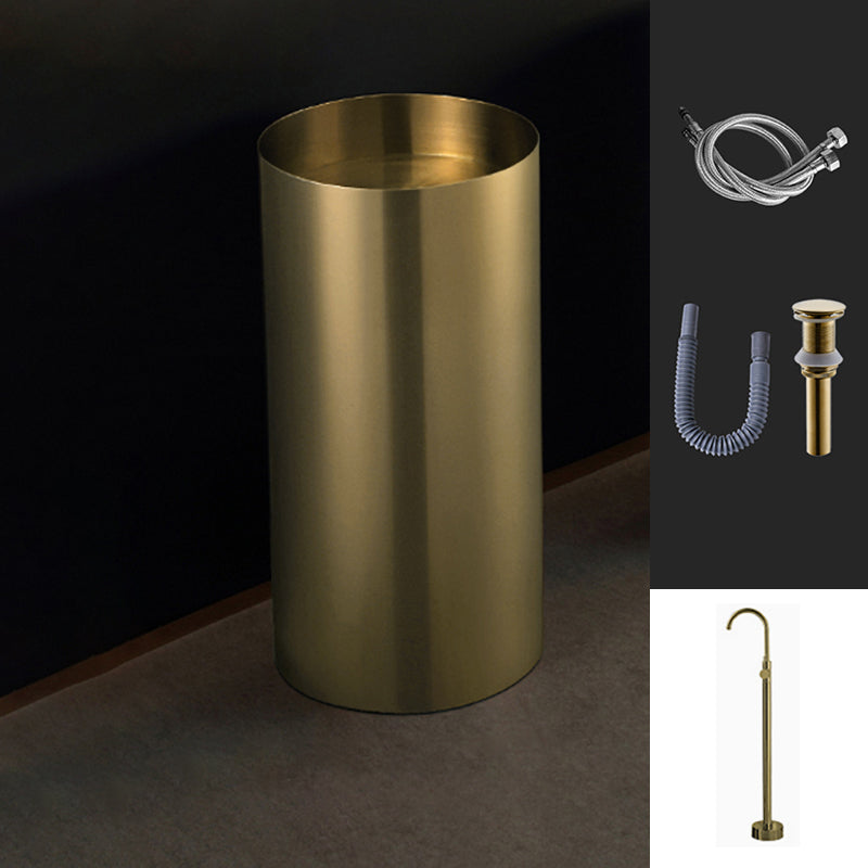 Modern Metal Bathroom Sink Round Bathroom Sink with Basin and Faucet Bronze Gooseneck High Arc Sink with Faucet Clearhalo 'Bathroom Remodel & Bathroom Fixtures' 'Bathroom Sinks & Faucet Components' 'Bathroom Sinks' 'bathroom_sink' 'Home Improvement' 'home_improvement' 'home_improvement_bathroom_sink' 6485211