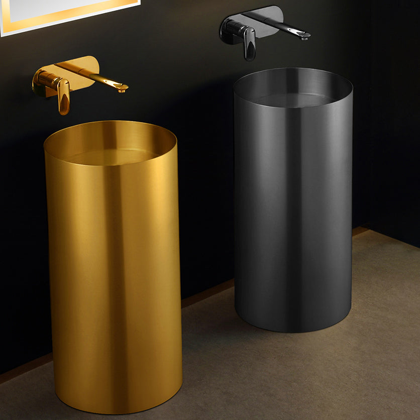 Modern Metal Bathroom Sink Round Bathroom Sink with Basin and Faucet Clearhalo 'Bathroom Remodel & Bathroom Fixtures' 'Bathroom Sinks & Faucet Components' 'Bathroom Sinks' 'bathroom_sink' 'Home Improvement' 'home_improvement' 'home_improvement_bathroom_sink' 6485234