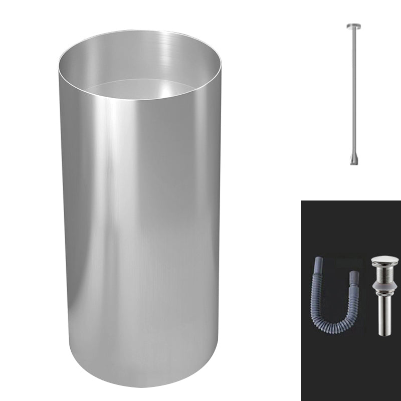 Modern Metal Bathroom Sink Round Bathroom Sink with Basin and Faucet Silver Ceiling Cold and Hot Dual Control Faucet Sink with Faucet Clearhalo 'Bathroom Remodel & Bathroom Fixtures' 'Bathroom Sinks & Faucet Components' 'Bathroom Sinks' 'bathroom_sink' 'Home Improvement' 'home_improvement' 'home_improvement_bathroom_sink' 6485235