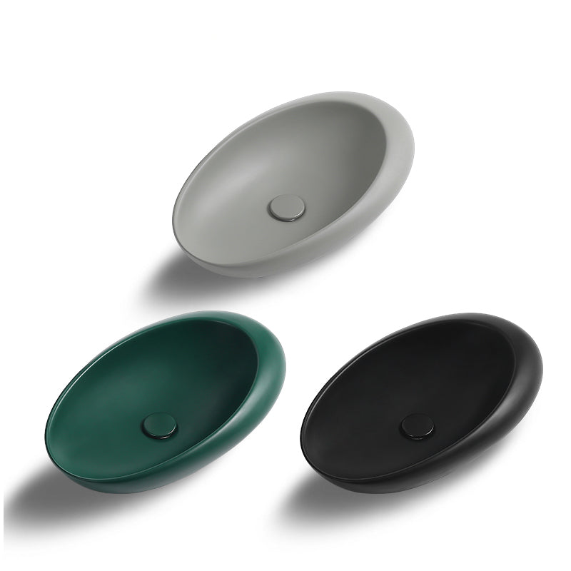 Modern Vessel Bathroom Sink Porcelain Oval with Pop-Up Drain and Faucet Wash Stand Clearhalo 'Bathroom Remodel & Bathroom Fixtures' 'Bathroom Sinks & Faucet Components' 'Bathroom Sinks' 'bathroom_sink' 'Home Improvement' 'home_improvement' 'home_improvement_bathroom_sink' 6485262