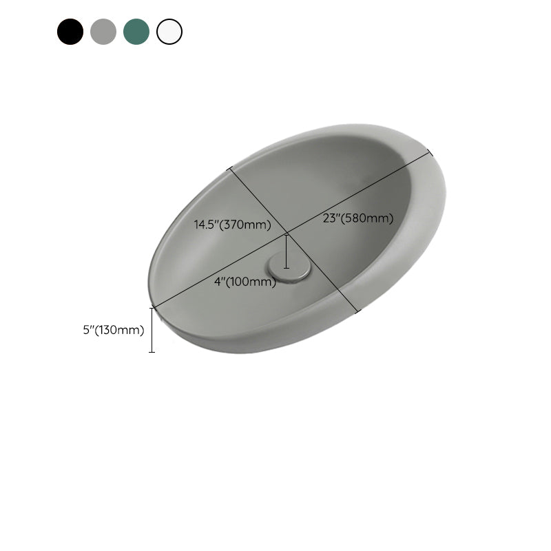 Modern Vessel Bathroom Sink Porcelain Oval with Pop-Up Drain and Faucet Wash Stand Clearhalo 'Bathroom Remodel & Bathroom Fixtures' 'Bathroom Sinks & Faucet Components' 'Bathroom Sinks' 'bathroom_sink' 'Home Improvement' 'home_improvement' 'home_improvement_bathroom_sink' 6485274