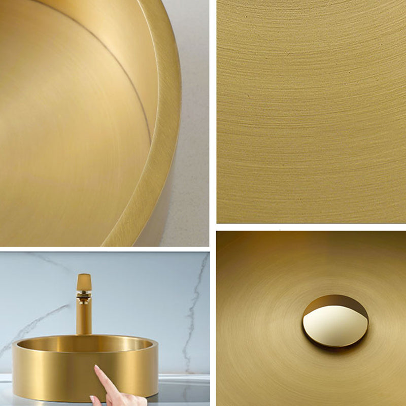 Metal Bathroom Sink Round Bathroom Sink with Overflow And Drain Assembly Clearhalo 'Bathroom Remodel & Bathroom Fixtures' 'Bathroom Sinks & Faucet Components' 'Bathroom Sinks' 'bathroom_sink' 'Home Improvement' 'home_improvement' 'home_improvement_bathroom_sink' 6485319