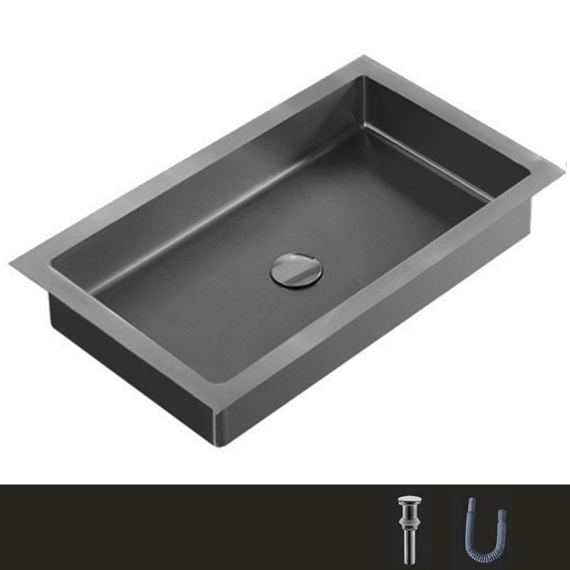 Metal Rectangular Bathroom Sink Modern Undermount Bathroom Sink Grey None Sink Clearhalo 'Bathroom Remodel & Bathroom Fixtures' 'Bathroom Sinks & Faucet Components' 'Bathroom Sinks' 'bathroom_sink' 'Home Improvement' 'home_improvement' 'home_improvement_bathroom_sink' 6485351