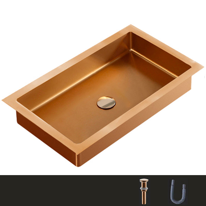 Metal Rectangular Bathroom Sink Modern Undermount Bathroom Sink Rose Gold None Sink Clearhalo 'Bathroom Remodel & Bathroom Fixtures' 'Bathroom Sinks & Faucet Components' 'Bathroom Sinks' 'bathroom_sink' 'Home Improvement' 'home_improvement' 'home_improvement_bathroom_sink' 6485353