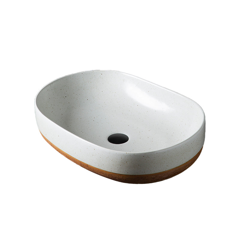 Traditional Bathroom Sink Porcelain Round Vessel with Pop-Up Drain 23"L x 16"W x 6"H Sink Not Available Clearhalo 'Bathroom Remodel & Bathroom Fixtures' 'Bathroom Sinks & Faucet Components' 'Bathroom Sinks' 'bathroom_sink' 'Home Improvement' 'home_improvement' 'home_improvement_bathroom_sink' 6485426
