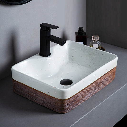 Traditional Bathroom Sink Porcelain Round Vessel with Pop-Up Drain Clearhalo 'Bathroom Remodel & Bathroom Fixtures' 'Bathroom Sinks & Faucet Components' 'Bathroom Sinks' 'bathroom_sink' 'Home Improvement' 'home_improvement' 'home_improvement_bathroom_sink' 6485432