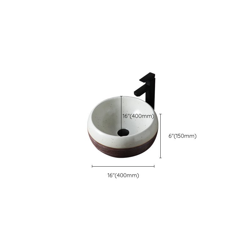 Traditional Bathroom Sink Porcelain Round Vessel with Pop-Up Drain Clearhalo 'Bathroom Remodel & Bathroom Fixtures' 'Bathroom Sinks & Faucet Components' 'Bathroom Sinks' 'bathroom_sink' 'Home Improvement' 'home_improvement' 'home_improvement_bathroom_sink' 6485457