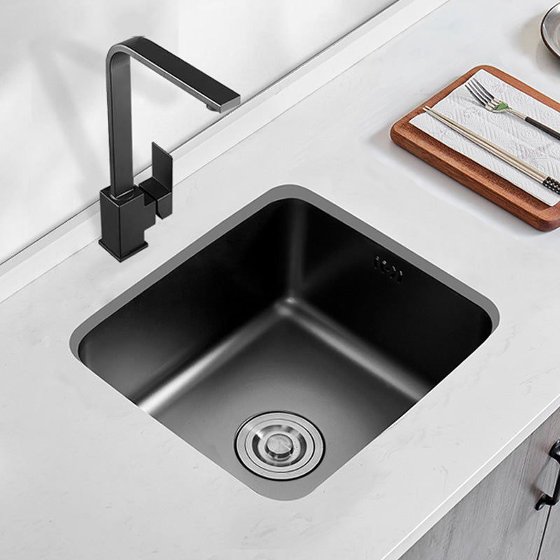 Contemporary Style Kitchen Sink Stainless Steel Dirt Resistant 1 Holes Kitchen Sink Clearhalo 'Home Improvement' 'home_improvement' 'home_improvement_kitchen_sinks' 'Kitchen Remodel & Kitchen Fixtures' 'Kitchen Sinks & Faucet Components' 'Kitchen Sinks' 'kitchen_sinks' 6485508