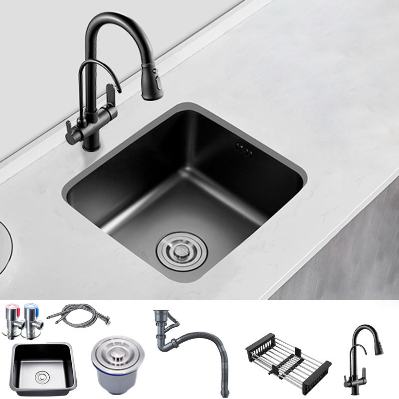 Contemporary Style Kitchen Sink Stainless Steel Dirt Resistant 1 Holes Kitchen Sink Sink with Faucet 3-in-1 Purifying Faucet Clearhalo 'Home Improvement' 'home_improvement' 'home_improvement_kitchen_sinks' 'Kitchen Remodel & Kitchen Fixtures' 'Kitchen Sinks & Faucet Components' 'Kitchen Sinks' 'kitchen_sinks' 6485516