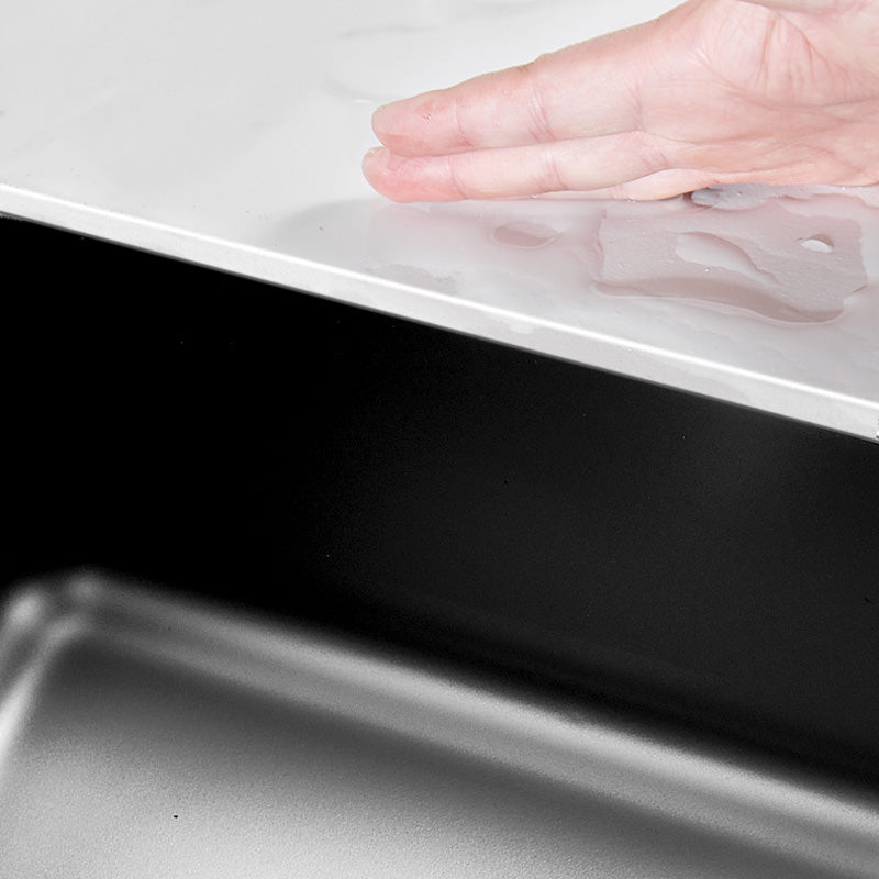 Contemporary Style Kitchen Sink Stainless Steel Dirt Resistant 1 Holes Kitchen Sink Clearhalo 'Home Improvement' 'home_improvement' 'home_improvement_kitchen_sinks' 'Kitchen Remodel & Kitchen Fixtures' 'Kitchen Sinks & Faucet Components' 'Kitchen Sinks' 'kitchen_sinks' 6485521