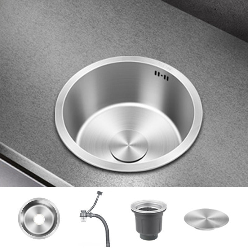 Contemporary Style Kitchen Sink Stainless Steel Round Kitchen Sink 13"L x 13"W x 7"H Sink Only None Clearhalo 'Home Improvement' 'home_improvement' 'home_improvement_kitchen_sinks' 'Kitchen Remodel & Kitchen Fixtures' 'Kitchen Sinks & Faucet Components' 'Kitchen Sinks' 'kitchen_sinks' 6485538