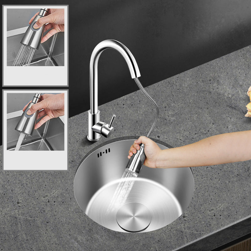 Contemporary Style Kitchen Sink Stainless Steel Round Kitchen Sink Clearhalo 'Home Improvement' 'home_improvement' 'home_improvement_kitchen_sinks' 'Kitchen Remodel & Kitchen Fixtures' 'Kitchen Sinks & Faucet Components' 'Kitchen Sinks' 'kitchen_sinks' 6485552