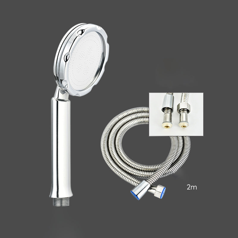 Contemporary Style Shower Head Wall-mounted Plastic Shower Head Silver Shower Head with Hose 2 meter Hose Clearhalo 'Bathroom Remodel & Bathroom Fixtures' 'Home Improvement' 'home_improvement' 'home_improvement_shower_heads' 'Shower Heads' 'shower_heads' 'Showers & Bathtubs Plumbing' 'Showers & Bathtubs' 6485780