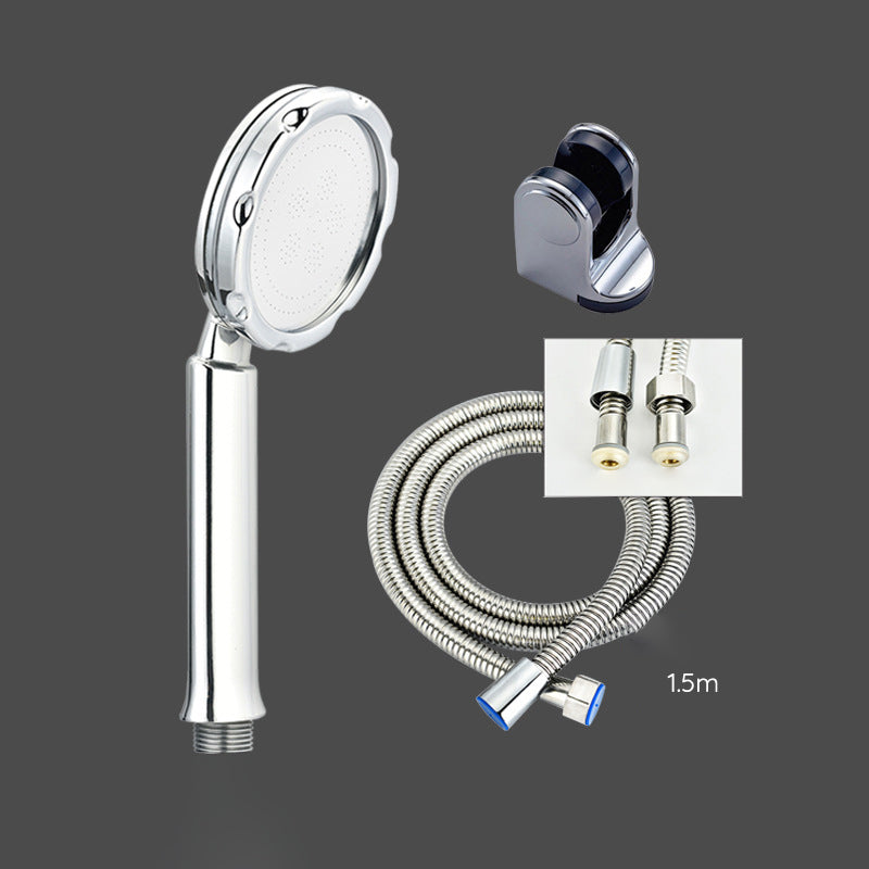 Contemporary Style Shower Head Wall-mounted Plastic Shower Head Silver Shower Heads & Hose & Wall pedestal 1.5 meter Hose Clearhalo 'Bathroom Remodel & Bathroom Fixtures' 'Home Improvement' 'home_improvement' 'home_improvement_shower_heads' 'Shower Heads' 'shower_heads' 'Showers & Bathtubs Plumbing' 'Showers & Bathtubs' 6485788