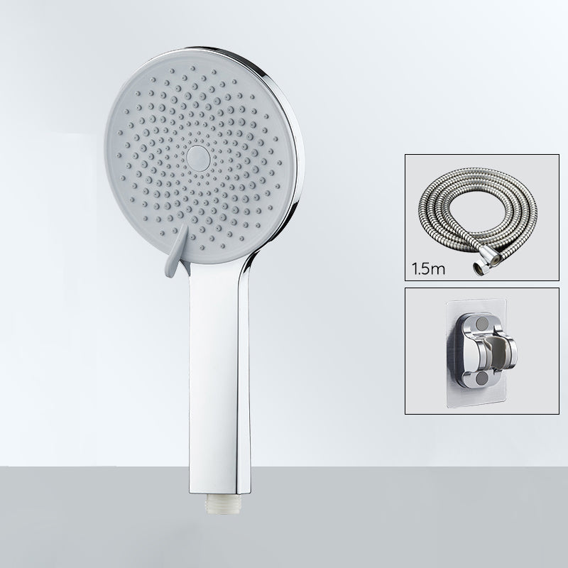 Contemporary Round Shower Head Solid Color Handheld Shower Head for Bathroom Silver Shower Heads & Hose & Wall pedestal 1.5 meter Hose Clearhalo 'Bathroom Remodel & Bathroom Fixtures' 'Home Improvement' 'home_improvement' 'home_improvement_shower_heads' 'Shower Heads' 'shower_heads' 'Showers & Bathtubs Plumbing' 'Showers & Bathtubs' 6485808