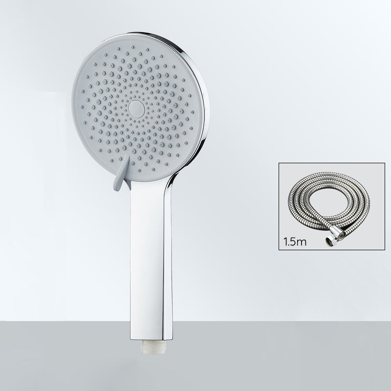 Contemporary Round Shower Head Solid Color Handheld Shower Head for Bathroom Silver Shower Head with Hose 1.5 meter Hose Clearhalo 'Bathroom Remodel & Bathroom Fixtures' 'Home Improvement' 'home_improvement' 'home_improvement_shower_heads' 'Shower Heads' 'shower_heads' 'Showers & Bathtubs Plumbing' 'Showers & Bathtubs' 6485812