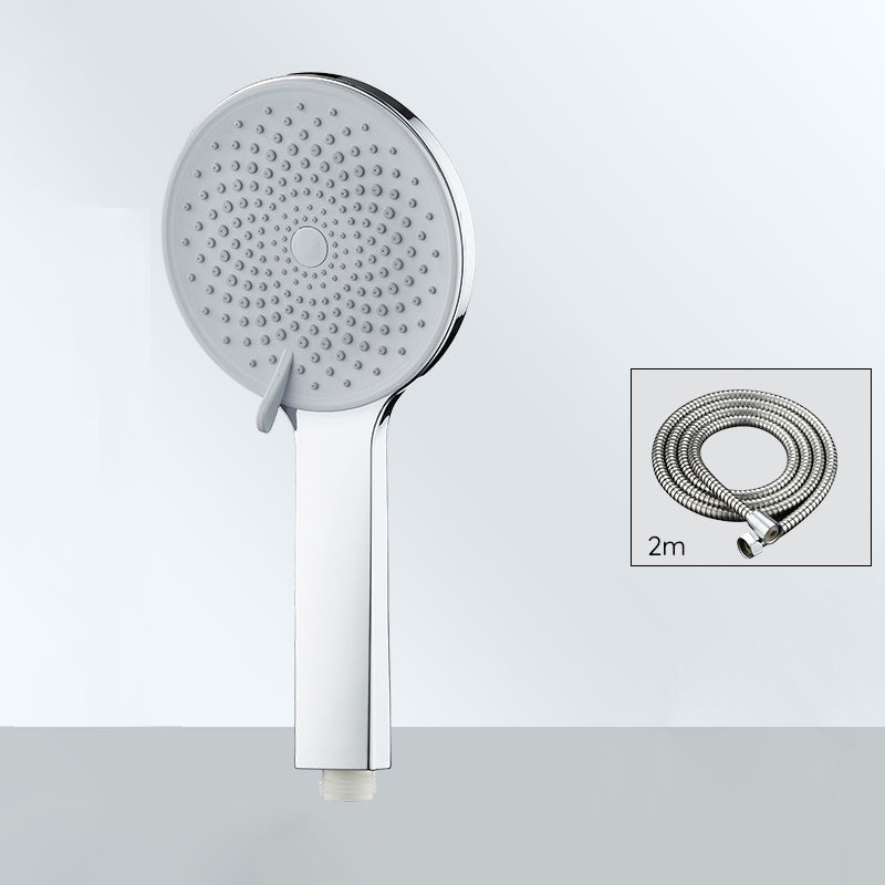 Contemporary Round Shower Head Solid Color Handheld Shower Head for Bathroom Silver Shower Head with Hose 2 meter Hose Clearhalo 'Bathroom Remodel & Bathroom Fixtures' 'Home Improvement' 'home_improvement' 'home_improvement_shower_heads' 'Shower Heads' 'shower_heads' 'Showers & Bathtubs Plumbing' 'Showers & Bathtubs' 6485813