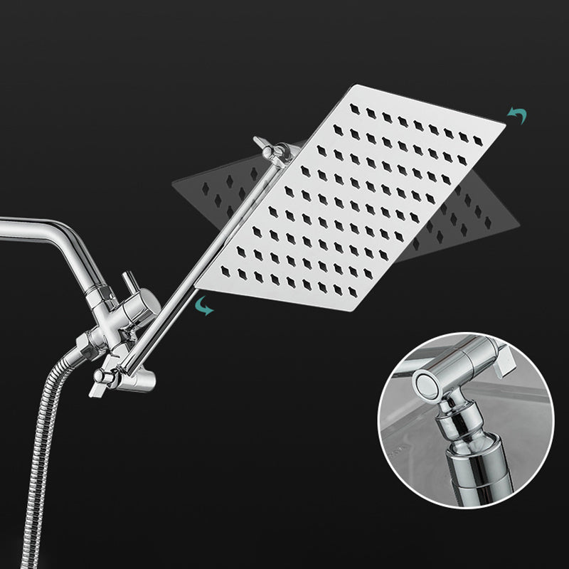 Silver Square Fixed Shower Head Modern Style Wall-Mount Showerhead Clearhalo 'Bathroom Remodel & Bathroom Fixtures' 'Home Improvement' 'home_improvement' 'home_improvement_shower_heads' 'Shower Heads' 'shower_heads' 'Showers & Bathtubs Plumbing' 'Showers & Bathtubs' 6485824