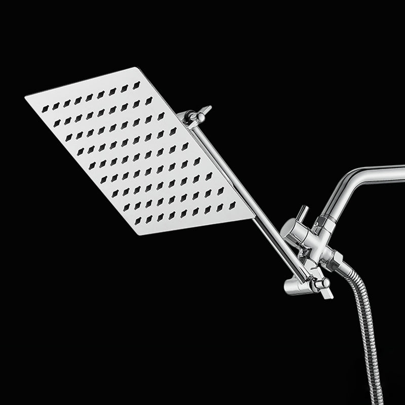 Silver Square Fixed Shower Head Modern Style Wall-Mount Showerhead Clearhalo 'Bathroom Remodel & Bathroom Fixtures' 'Home Improvement' 'home_improvement' 'home_improvement_shower_heads' 'Shower Heads' 'shower_heads' 'Showers & Bathtubs Plumbing' 'Showers & Bathtubs' 6485825