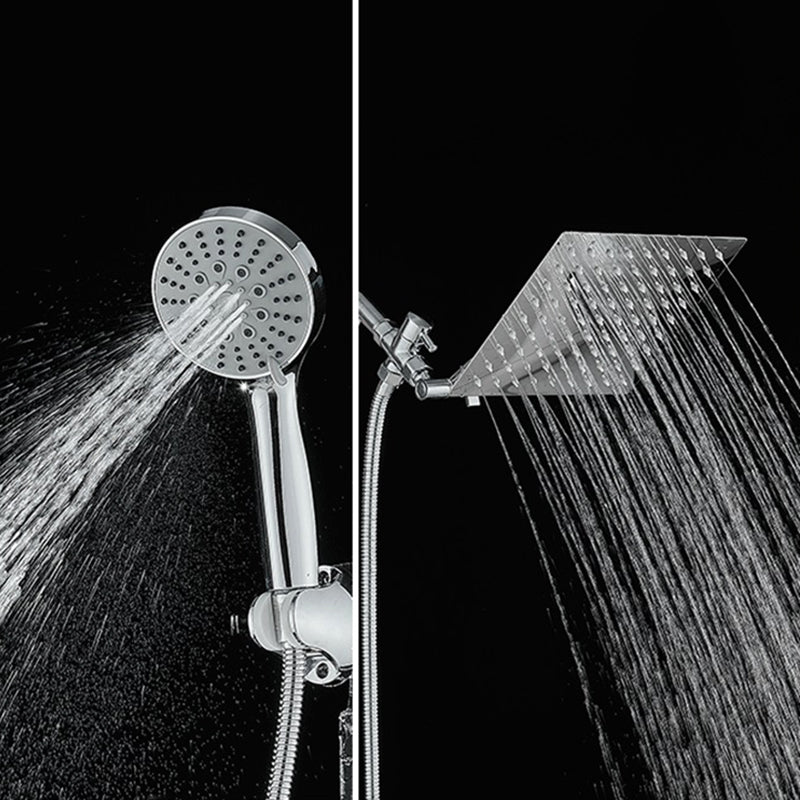 Silver Square Fixed Shower Head Modern Style Wall-Mount Showerhead Clearhalo 'Bathroom Remodel & Bathroom Fixtures' 'Home Improvement' 'home_improvement' 'home_improvement_shower_heads' 'Shower Heads' 'shower_heads' 'Showers & Bathtubs Plumbing' 'Showers & Bathtubs' 6485826