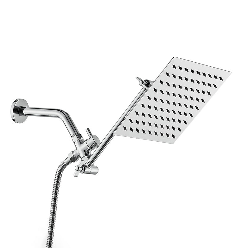 Silver Square Fixed Shower Head Modern Style Wall-Mount Showerhead Clearhalo 'Bathroom Remodel & Bathroom Fixtures' 'Home Improvement' 'home_improvement' 'home_improvement_shower_heads' 'Shower Heads' 'shower_heads' 'Showers & Bathtubs Plumbing' 'Showers & Bathtubs' 6485827