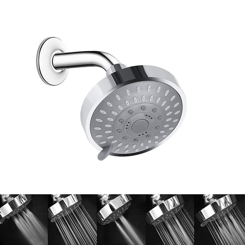 Silver Round Fixed Shower Head Modern Style Wall-Mount Showerhead Clearhalo 'Bathroom Remodel & Bathroom Fixtures' 'Home Improvement' 'home_improvement' 'home_improvement_shower_heads' 'Shower Heads' 'shower_heads' 'Showers & Bathtubs Plumbing' 'Showers & Bathtubs' 6485839