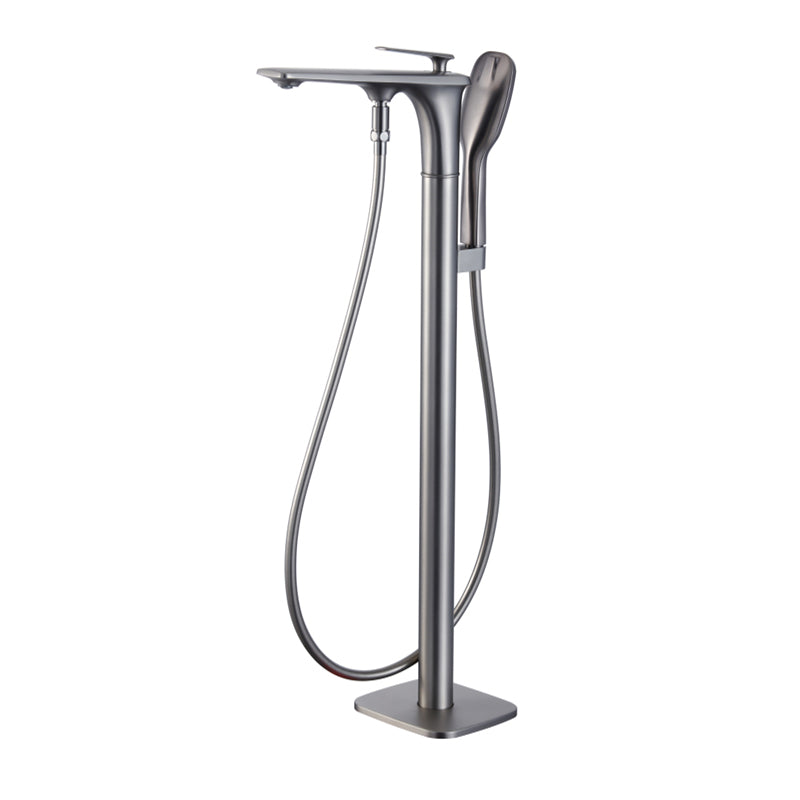 Floor Mounted Copper Freestanding Tub Filler Swivel High Arc Tub Filler Trim Clearhalo 'Bathroom Remodel & Bathroom Fixtures' 'Bathtub Faucets' 'bathtub_faucets' 'Home Improvement' 'home_improvement' 'home_improvement_bathtub_faucets' 6485855