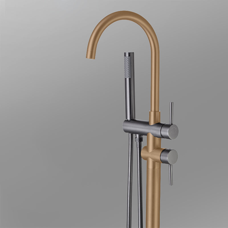 Modern Floor Mounted Metal Freestanding Tub Filler Swivel Freestanding Faucet Clearhalo 'Bathroom Remodel & Bathroom Fixtures' 'Bathtub Faucets' 'bathtub_faucets' 'Home Improvement' 'home_improvement' 'home_improvement_bathtub_faucets' 6485900