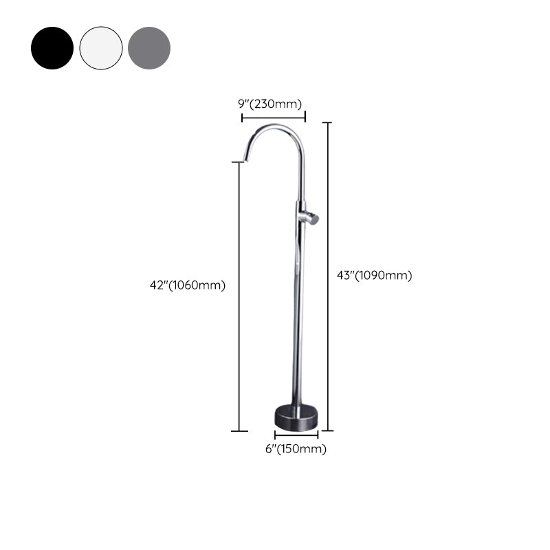 Modern Floor Mounted Metal Freestanding Tub Filler Swivel Freestanding Faucet Clearhalo 'Bathroom Remodel & Bathroom Fixtures' 'Bathtub Faucets' 'bathtub_faucets' 'Home Improvement' 'home_improvement' 'home_improvement_bathtub_faucets' 6485906