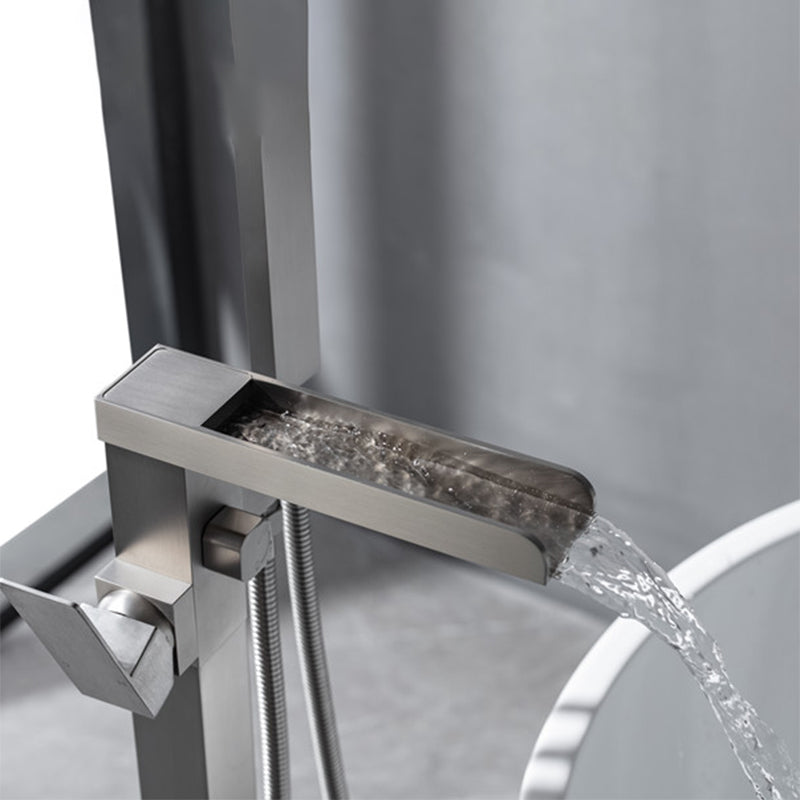 Floor Mounted Copper Freestanding Tub Filler Freestanding Low Arc Tub Filler Trim Clearhalo 'Bathroom Remodel & Bathroom Fixtures' 'Bathtub Faucets' 'bathtub_faucets' 'Home Improvement' 'home_improvement' 'home_improvement_bathtub_faucets' 6485984