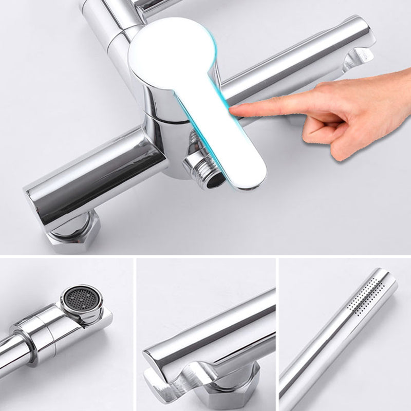Wall Mounted Metal Tub Filler Low Arc Waterfall Bathroom Faucet with Hose Clearhalo 'Bathroom Remodel & Bathroom Fixtures' 'Bathtub Faucets' 'bathtub_faucets' 'Home Improvement' 'home_improvement' 'home_improvement_bathtub_faucets' 6486009