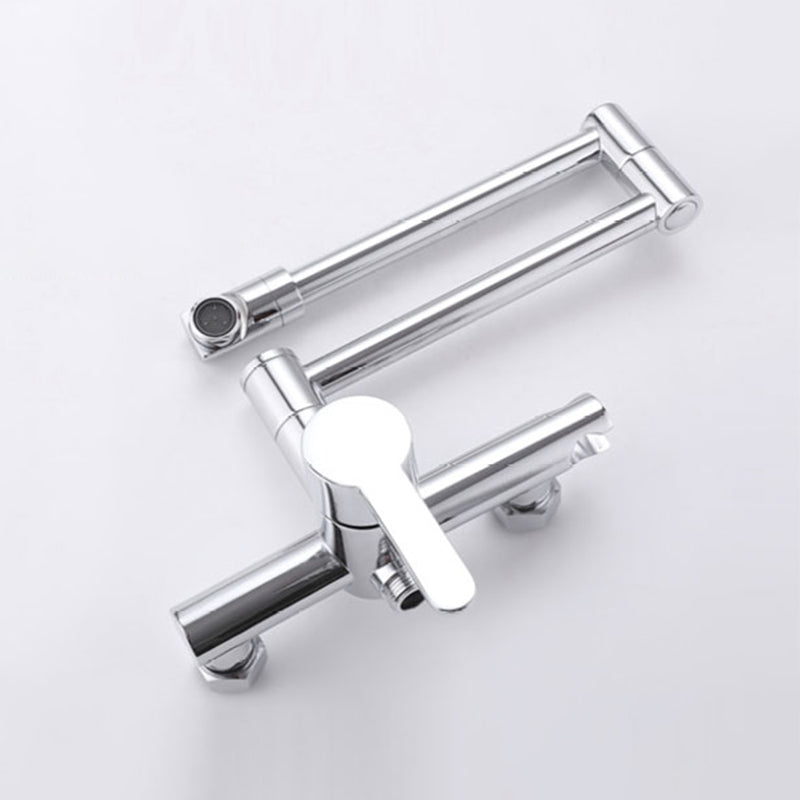 Wall Mounted Metal Tub Filler Low Arc Waterfall Bathroom Faucet with Hose Clearhalo 'Bathroom Remodel & Bathroom Fixtures' 'Bathtub Faucets' 'bathtub_faucets' 'Home Improvement' 'home_improvement' 'home_improvement_bathtub_faucets' 6486012
