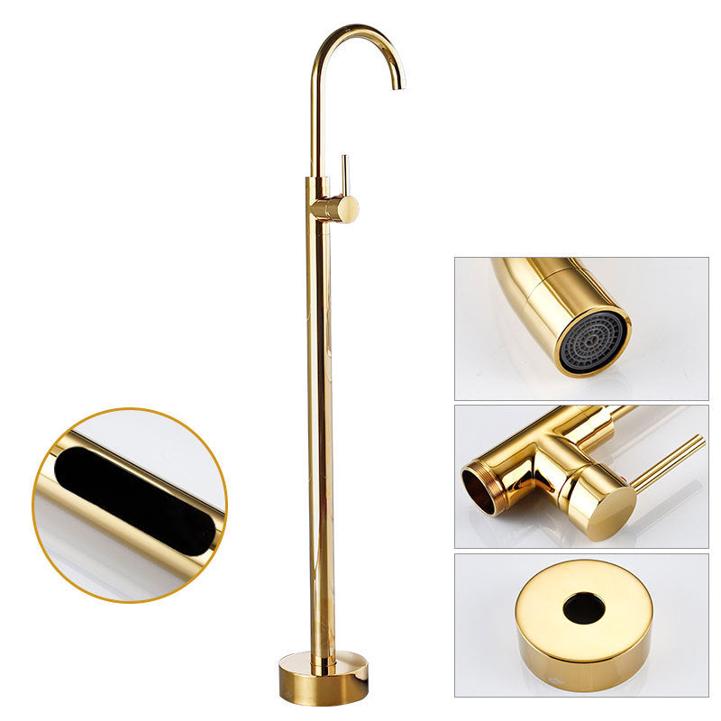 Modern Freestanding Tub Faucet Copper Floor Mount Free Standing Tub Filler Faucet Gold Hand Shower Not Included Clearhalo 'Bathroom Remodel & Bathroom Fixtures' 'Bathtub Faucets' 'bathtub_faucets' 'Home Improvement' 'home_improvement' 'home_improvement_bathtub_faucets' 6486032