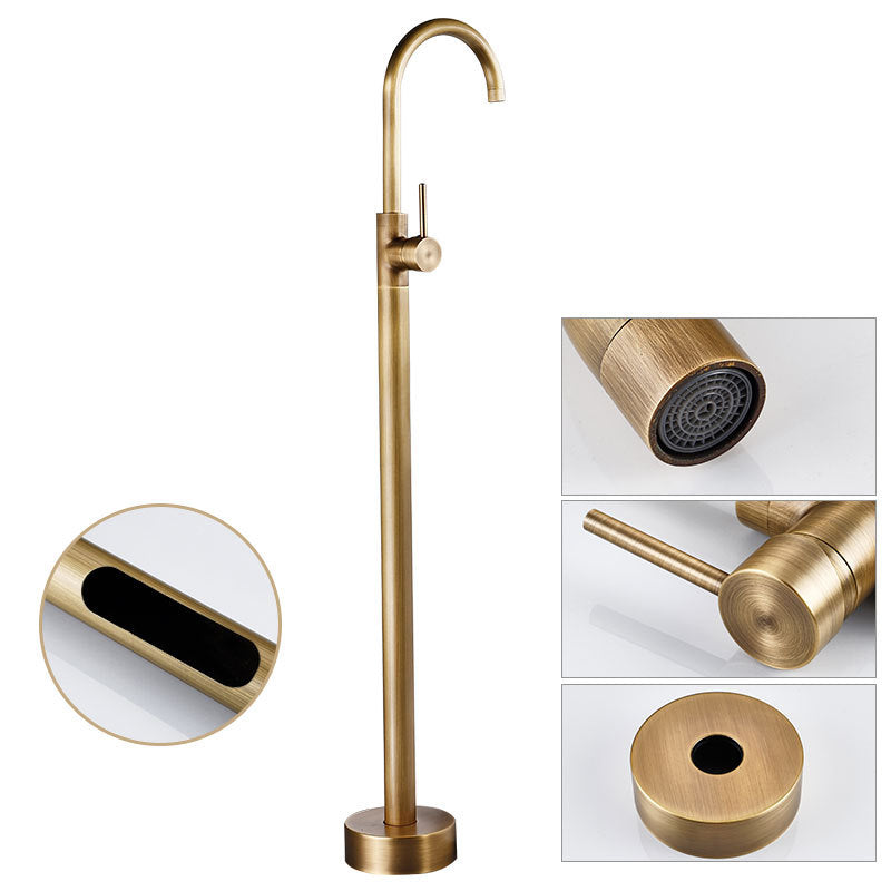 Modern Freestanding Tub Faucet Copper Floor Mount Free Standing Tub Filler Faucet Rose Gold Hand Shower Not Included Clearhalo 'Bathroom Remodel & Bathroom Fixtures' 'Bathtub Faucets' 'bathtub_faucets' 'Home Improvement' 'home_improvement' 'home_improvement_bathtub_faucets' 6486034