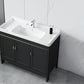 Modern Metal Sink Cabinet Mirror Wall-Mounted Bathroom Vanity Cabinet in Black Vanity & Faucet 35.8"L x 18.9"W x 31.9"H Clearhalo 'Bathroom Remodel & Bathroom Fixtures' 'Bathroom Vanities' 'bathroom_vanities' 'Home Improvement' 'home_improvement' 'home_improvement_bathroom_vanities' 6486869