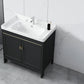 Modern Metal Sink Cabinet Mirror Wall-Mounted Bathroom Vanity Cabinet in Black Vanity & Faucet 31.9"L x 18.9"W x 31.9"H Clearhalo 'Bathroom Remodel & Bathroom Fixtures' 'Bathroom Vanities' 'bathroom_vanities' 'Home Improvement' 'home_improvement' 'home_improvement_bathroom_vanities' 6486876