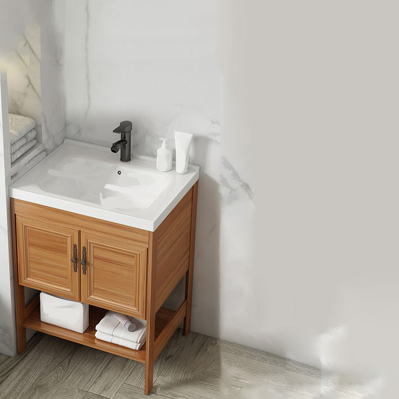 Contemporary Vanity Sink Wooden Mirror Cabinet Bathroom Space Saver Vanity Vanity & Faucet 24"L x 15.7"W x 31.9"H Clearhalo 'Bathroom Remodel & Bathroom Fixtures' 'Bathroom Vanities' 'bathroom_vanities' 'Home Improvement' 'home_improvement' 'home_improvement_bathroom_vanities' 6486885