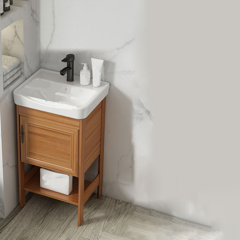 Contemporary Vanity Sink Wooden Mirror Cabinet Bathroom Space Saver Vanity Vanity & Faucet 16.9"L x 13.8"W x 31.9"H Clearhalo 'Bathroom Remodel & Bathroom Fixtures' 'Bathroom Vanities' 'bathroom_vanities' 'Home Improvement' 'home_improvement' 'home_improvement_bathroom_vanities' 6486887