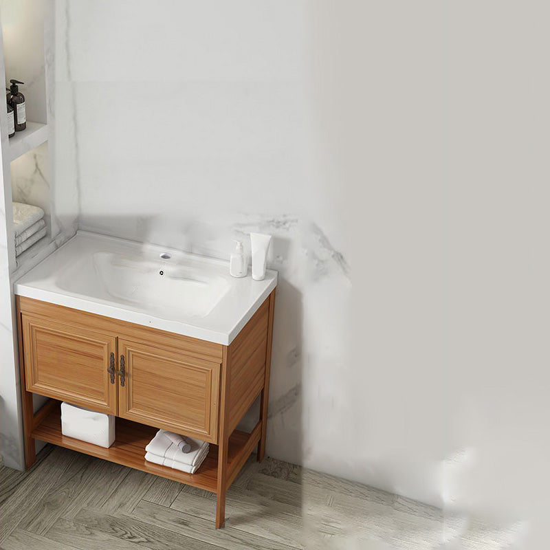 Contemporary Vanity Sink Wooden Mirror Cabinet Bathroom Space Saver Vanity Bathroom Vanity 31.9"L x 18.9"W x 31.9"H Clearhalo 'Bathroom Remodel & Bathroom Fixtures' 'Bathroom Vanities' 'bathroom_vanities' 'Home Improvement' 'home_improvement' 'home_improvement_bathroom_vanities' 6486893