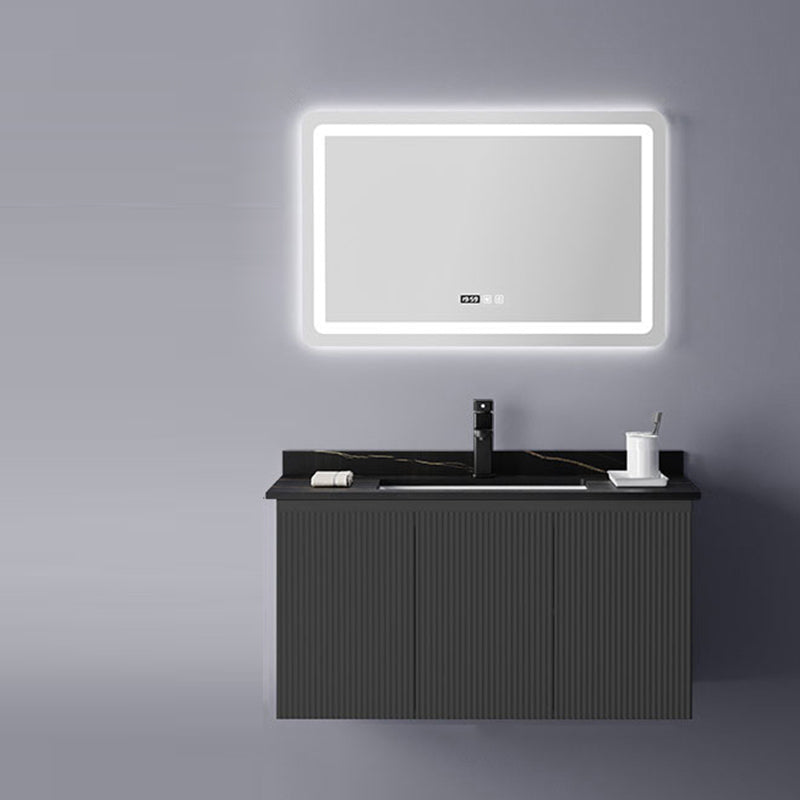 Contemporary Bathroom Sink Cabinet Wall-Mounted Mirror Cabinet Vanity Cabinet in Black Vanity & Faucet & Mirrors Smart Control Included Clearhalo 'Bathroom Remodel & Bathroom Fixtures' 'Bathroom Vanities' 'bathroom_vanities' 'Home Improvement' 'home_improvement' 'home_improvement_bathroom_vanities' 6487679