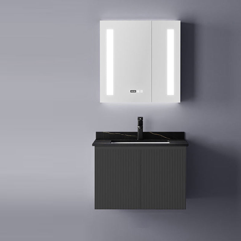 Contemporary Bathroom Sink Cabinet Wall-Mounted Mirror Cabinet Vanity Cabinet in Black Vanity & Faucet & Mirror Cabinet Smart Control Included Clearhalo 'Bathroom Remodel & Bathroom Fixtures' 'Bathroom Vanities' 'bathroom_vanities' 'Home Improvement' 'home_improvement' 'home_improvement_bathroom_vanities' 6487680