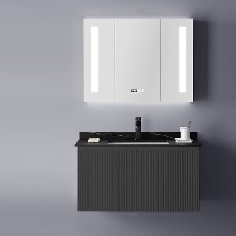 Contemporary White Sink Cabinet Bathroom Vanity Cabinet with Mirror Cabinet  - Clearhalo