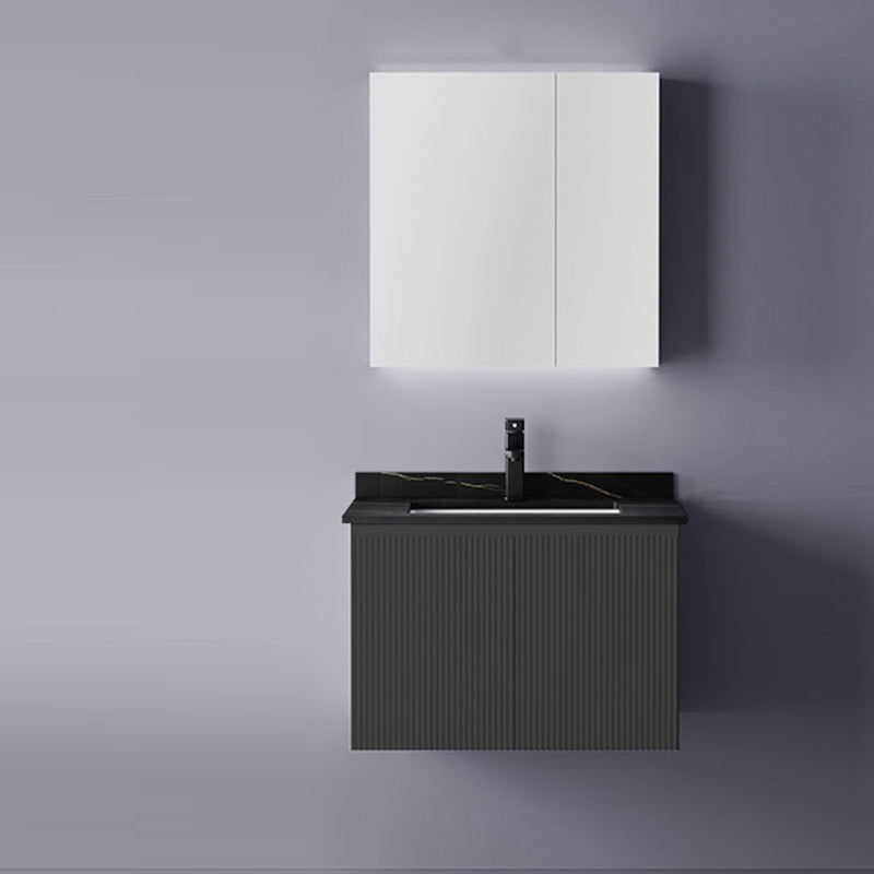 Contemporary Bathroom Sink Cabinet Wall-Mounted Mirror Cabinet Vanity Cabinet in Black Vanity & Faucet & Mirror Cabinet Smart Control Not Included Clearhalo 'Bathroom Remodel & Bathroom Fixtures' 'Bathroom Vanities' 'bathroom_vanities' 'Home Improvement' 'home_improvement' 'home_improvement_bathroom_vanities' 6487682