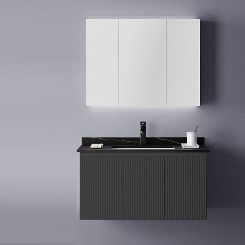 Contemporary Bathroom Sink Cabinet Wall-Mounted Mirror Cabinet Vanity Cabinet in Black Vanity & Faucet & Mirror Cabinet Smart Control Not Included Clearhalo 'Bathroom Remodel & Bathroom Fixtures' 'Bathroom Vanities' 'bathroom_vanities' 'Home Improvement' 'home_improvement' 'home_improvement_bathroom_vanities' 6487683