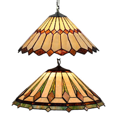 16"/22" W Black Conical Hanging Pendant Light Tiffany 1 Bulb Stained Art Glass Ceiling Hang Fixture for Living Room Clearhalo 'Ceiling Lights' 'Close To Ceiling Lights' 'Industrial' 'Middle Century Pendants' 'Pendant Lights' 'Pendants' 'Tiffany close to ceiling' 'Tiffany Pendants' 'Tiffany' Lighting' 64935